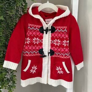 24 Month Toddler Baby Girl Christmas Red Knit Cardigan